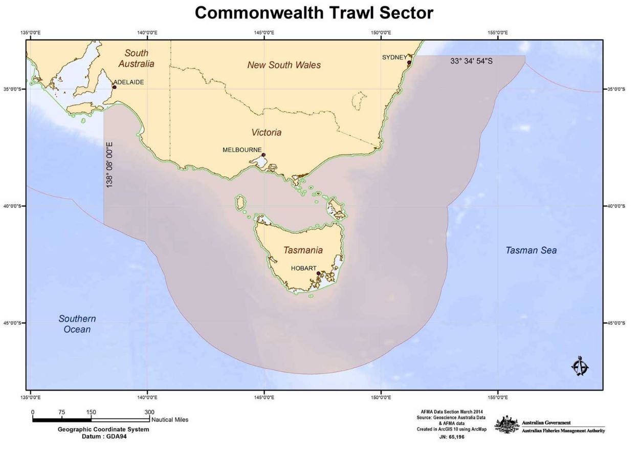 Commonwealth south east trawl sector map