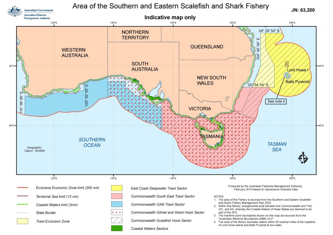 Southern and Eastern Scalefish and Shark Fishery map