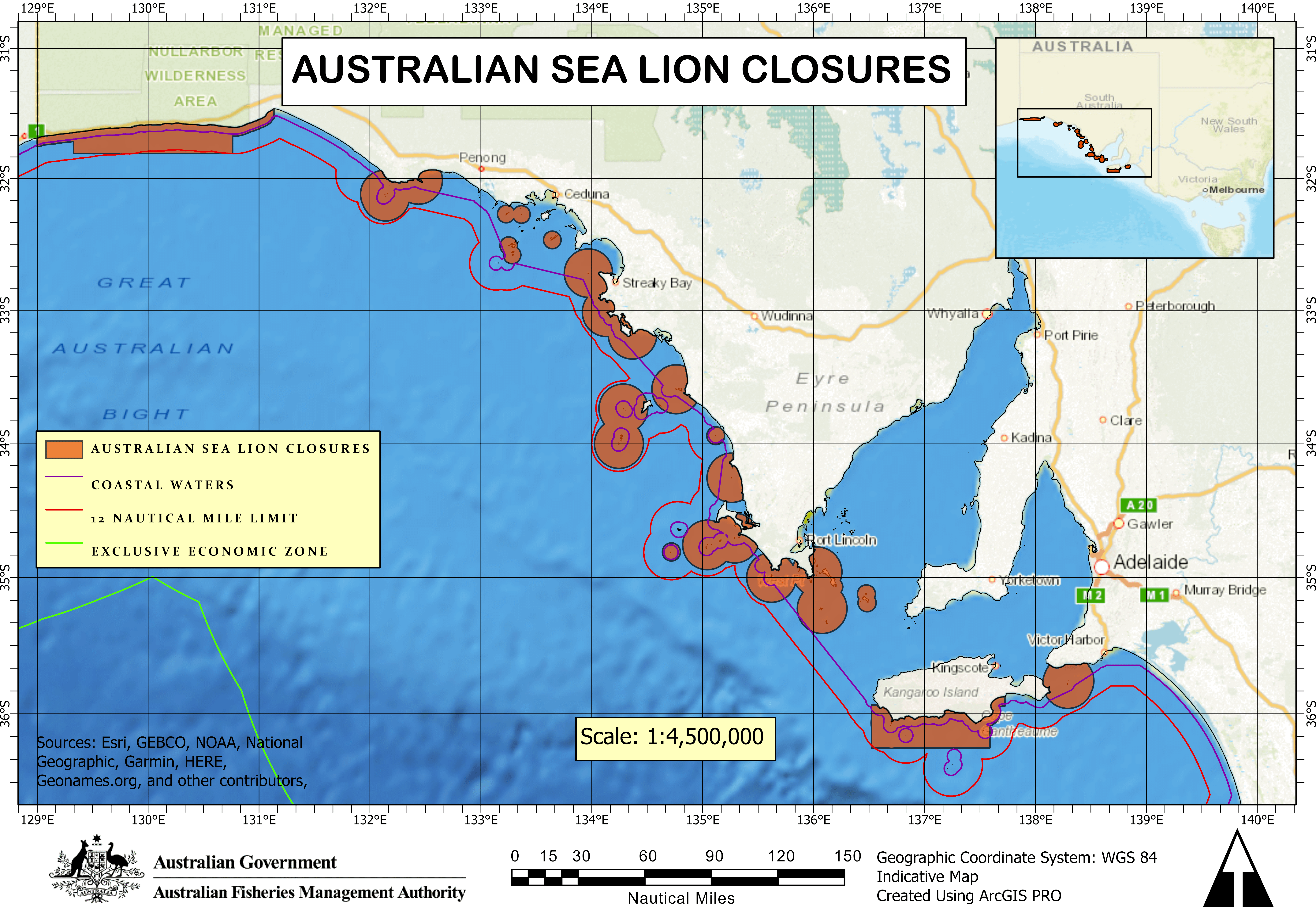 Australian sea lion closures map