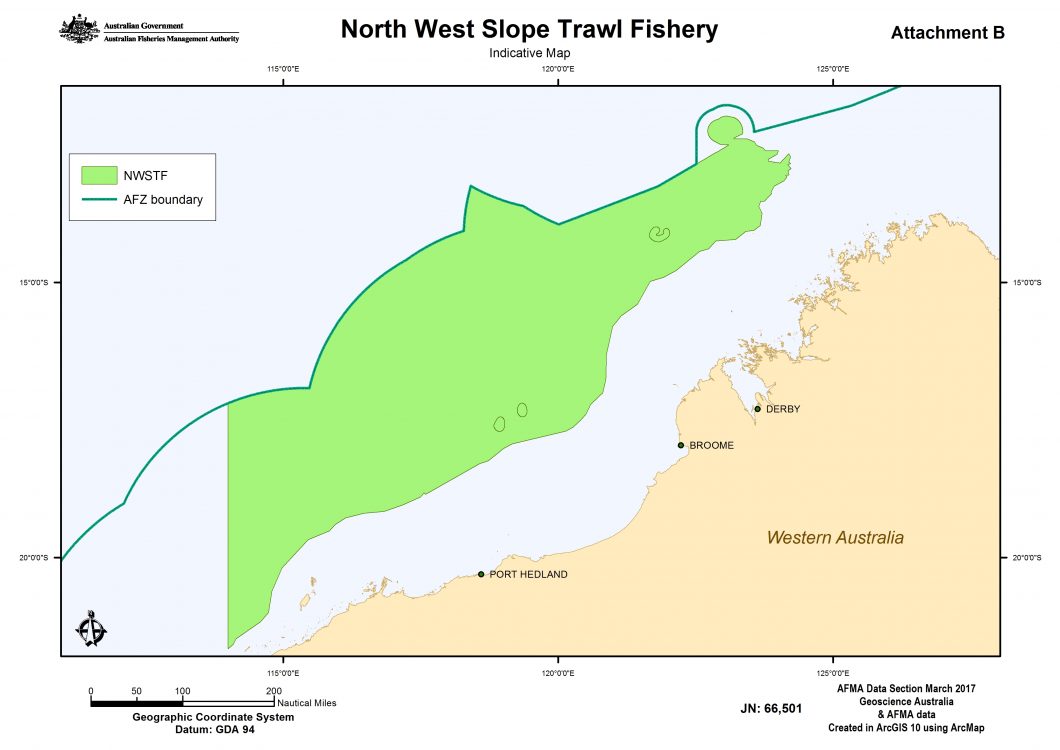 North West Slope Trawl Fishery Map