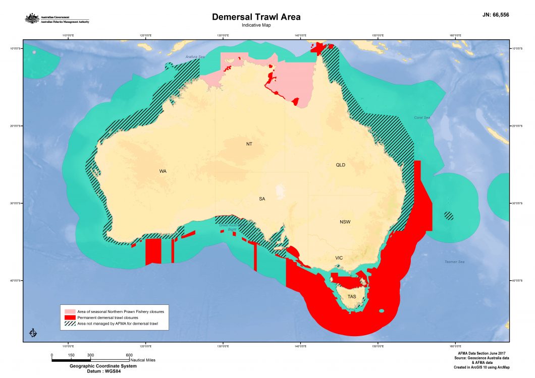 Demersal trawl area map