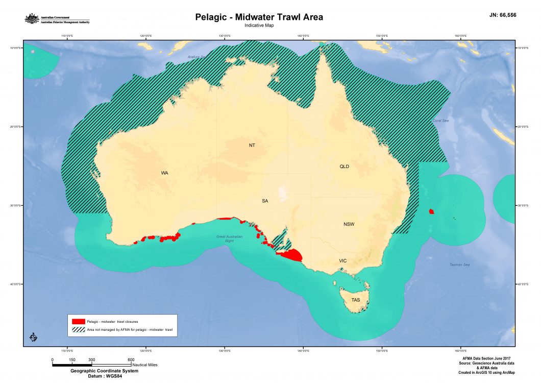 Pelagic midwater trawl area map