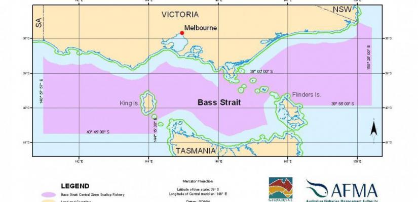 Map of the Bass Strait Central Zone Scallop Fishery