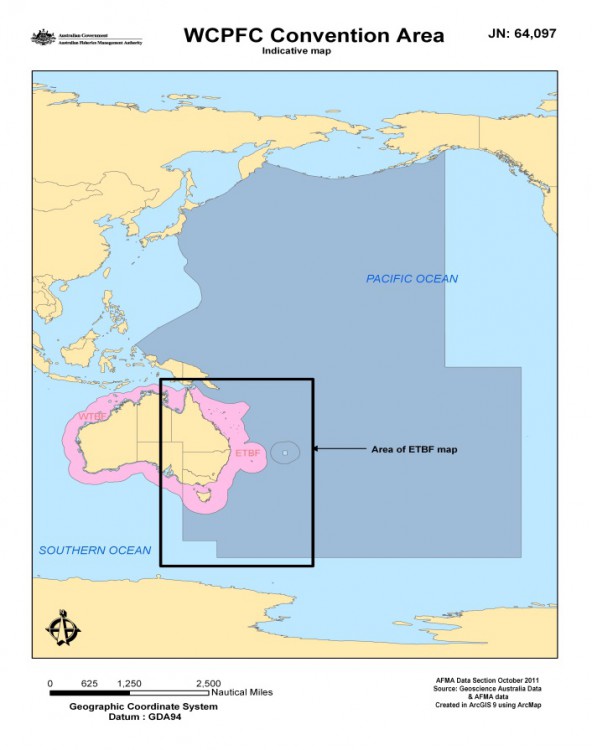 WCPFC convention area map