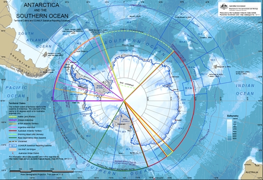 Map of Antarctica and Southern Ocean