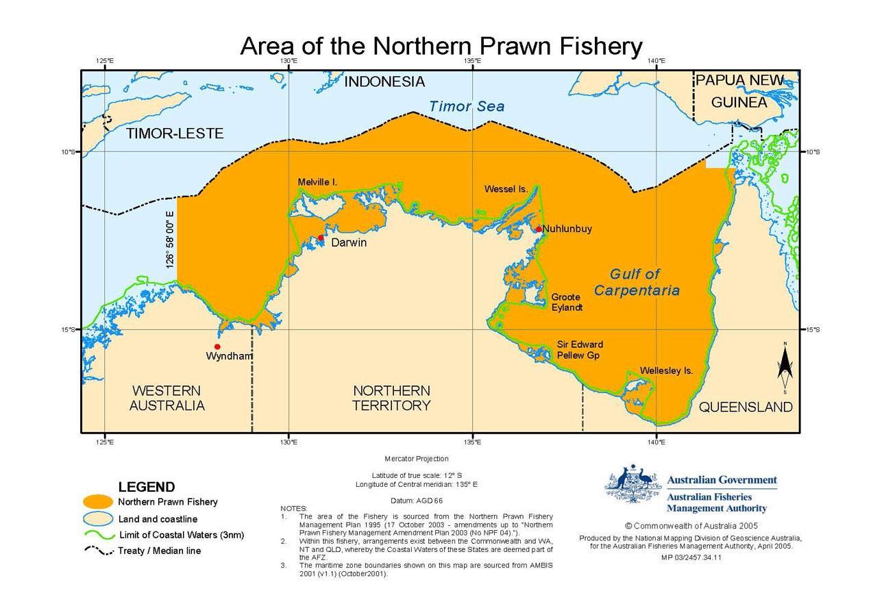 Northern prawn fishery map