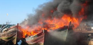 Burning boat