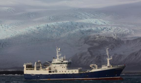 Large boat in southern ocean