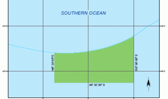 Map showing South Tasman Rise area